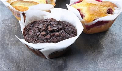 Muffin, m. chokolade
